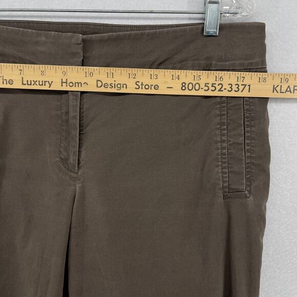 EILEEN FISHER Pants M Organic Cotton Stretch Twill Tapered Cropped Cuff Brown - Picture 11 of 14